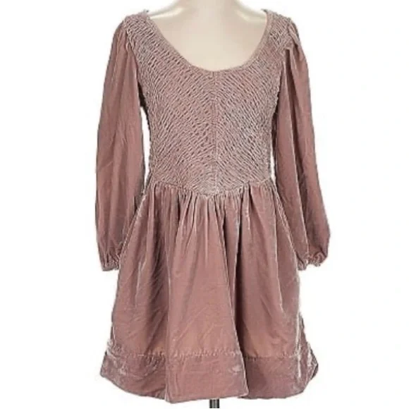Free People Farrier Velvet Mini Dress Mauve Color Size Large - Picture 3 of 7